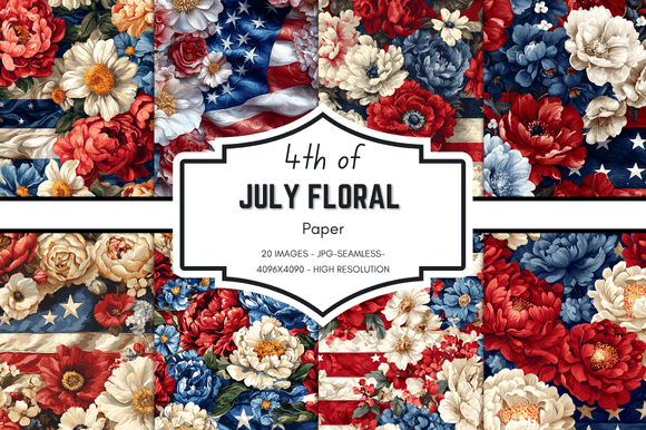 4th of July Floral Paper: A Versatile Digital Asset for Creative Projects