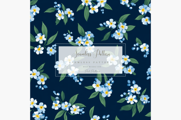 Blue Wildflower Seamless Pattern PNG for Kids and Spring Crafts