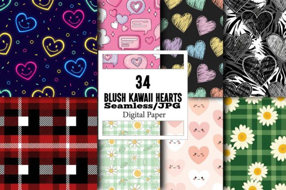 Blush Kawaii Hearts Pattern: A Versatile Design for Creative Expression