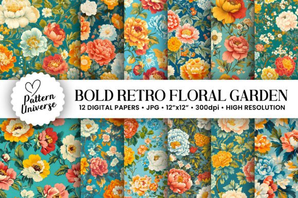 Bold Retro Flowers Seamless Pattern