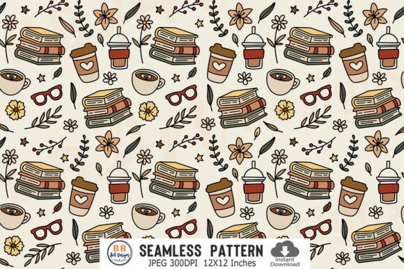 Coffee and Books Pattern Seamless Floral: A Creative Resource for Designers and Entrepreneurs