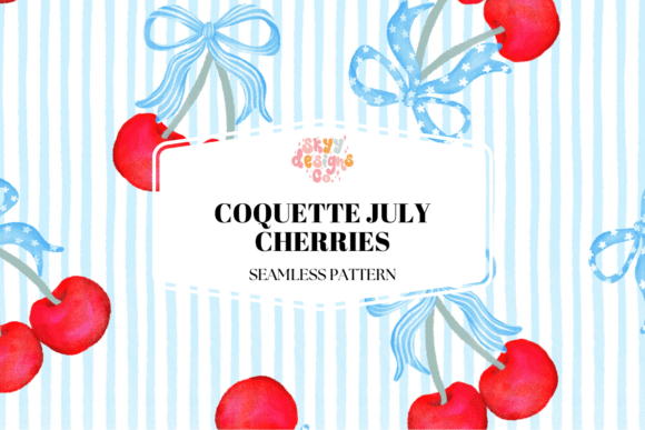 Coquette 4th of July Cherry Bow Pattern: A Vibrant Design for Creative Projects