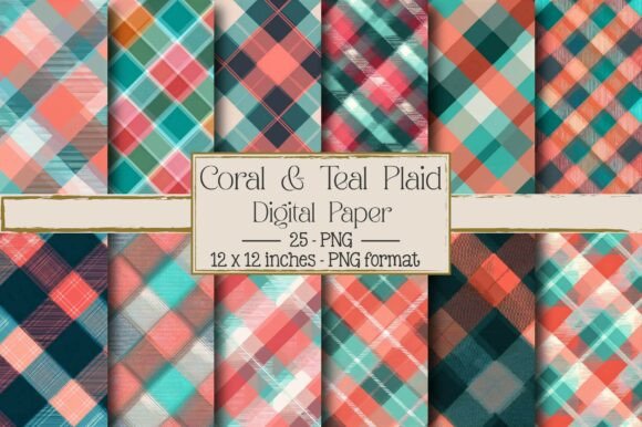 Coral Teal Seamless Diagonal Plaid: A Versatile Design for Creative Projects