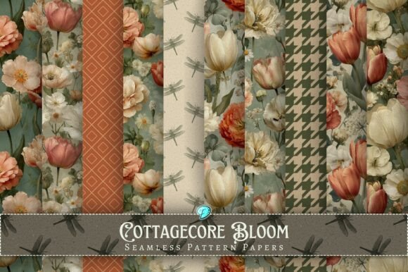 Cottagecore Bloom Seamless Pattern Paper