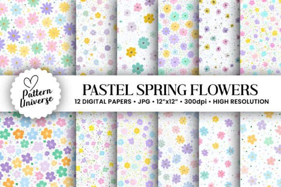 Cute Pastel Spring Flowers Digital Paper: A Versatile Tool for Modern Creativity