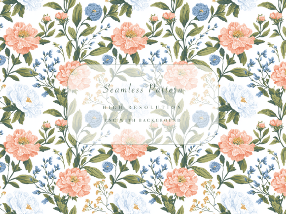Dusty Blue and Coral Floral Seamless Pattern PNG: A Timeless Design for Modern Creativity