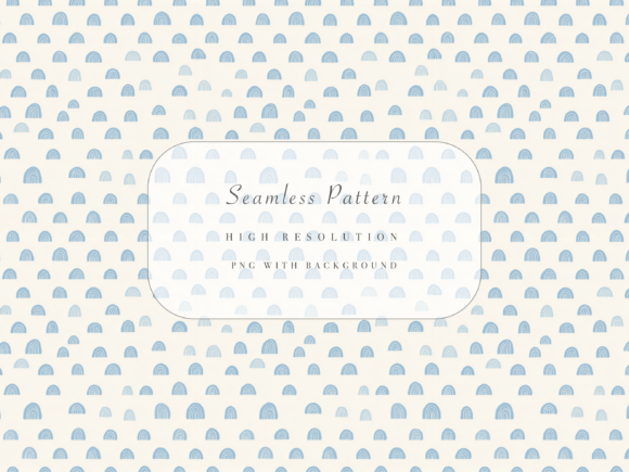 Dusty Blue Half Rainbow Seamless Pattern PNG