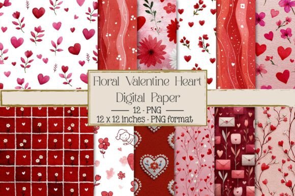 Floral Valentine Pattern Heart Paper: A Versatile Design for Creative Projects