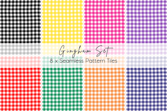 Gingham Seamless Pattern Set: A Timeless Gingham Check Collection in Bold Bright Colors