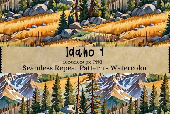 Idaho Seamless Repeat Pattern Watercolor