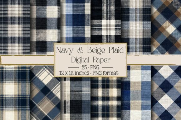 Navy Beige Diagonal Plaid: A Versatile Design for Creative Projects