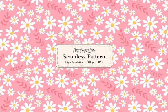 Pink Daisy Garden Seamless Pattern