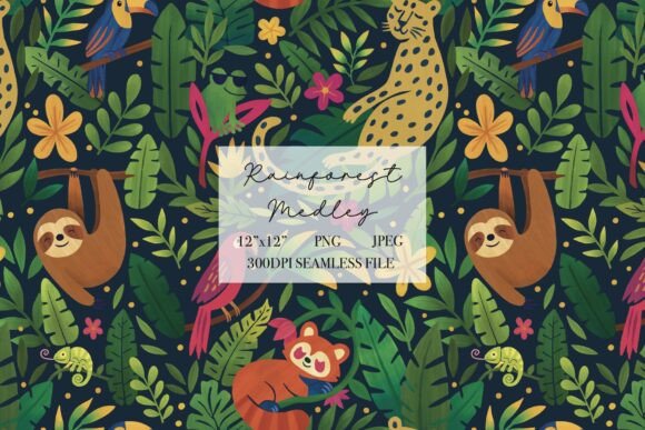 Rainforest Animals Seamless Pattern