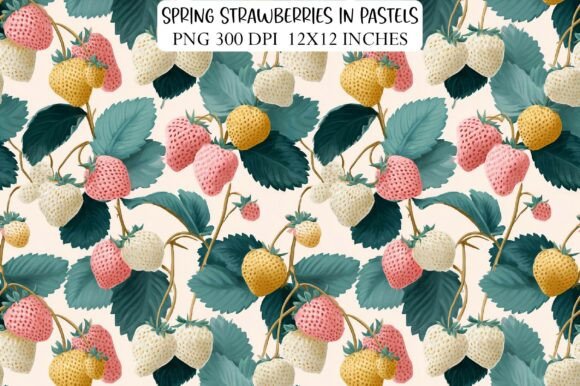 Spring Strawberries in Pastels: A Versatile Design for Creative Projects