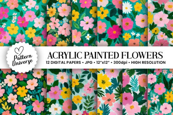 Summer Acrylic Painted Flowers Pattern