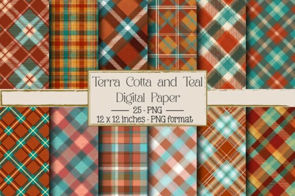 Terra Cotta and Teal Plaid: A Versatile Design for Creative Projects