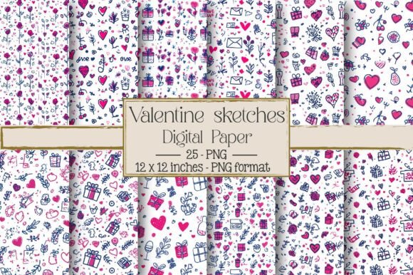 Valentine Sketches Pattern: A Creative Resource for Digital Designers