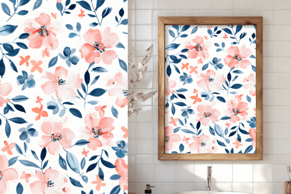 Watercolor Floral Pattern, Handdrawn Art