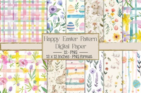 Watercolor Happy Easter Seamless Pattern for Creative and Professional Use